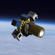A rendering of the Sherpa in orbit—basically, a metal hexagon studded with computers.